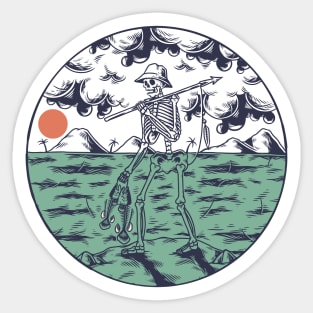 Skeleton Hunting Fish Sticker